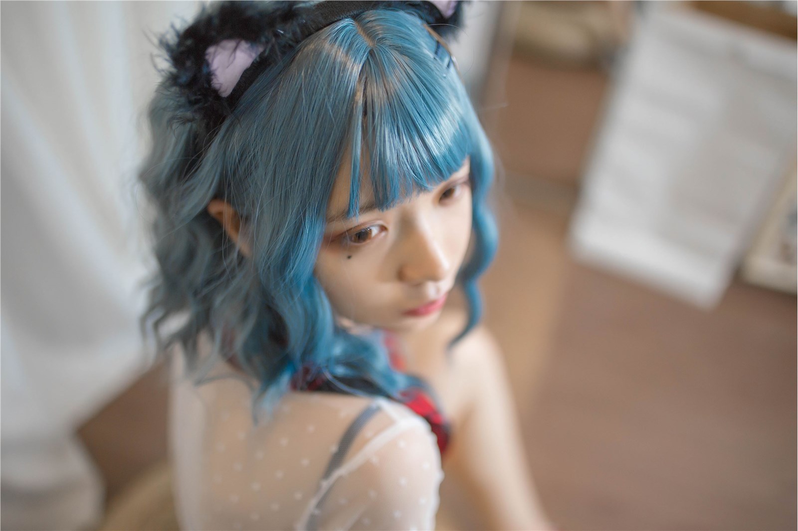 Crazy cat with blue hair(23)